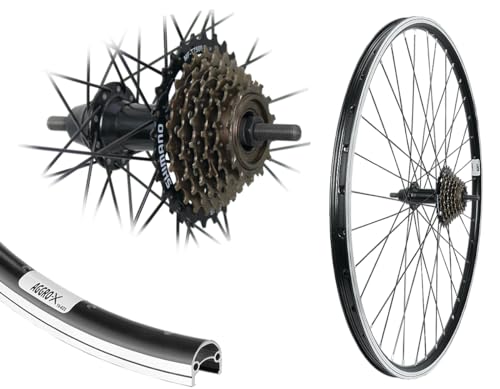 Aggro-X 28 Zoll Hinterrad Laufrad schwarz Felge Hohlkammerfelge V-Profil 7-Fach Shimano Zahnkranz