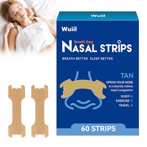 Nasenpflaster,Nasal Strips,60 Stück Anti Schnarch Pflaster,Effektive Nasenstrips Gegen Schnarchen,Besser Atmen Bei Verstopfter Nase,Extra Starke Nasenpflaster Für Eine Bessere Schlafqualität