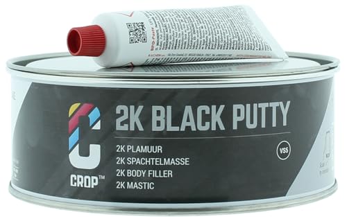 CROP 2K Schwarzer Spachtel 750 ml - Polyesterspachtel - Füllmasse - Füllspachtel - Autospachtel Schwarz Karosserie - Auto Spachtelmasse - Mit Härter