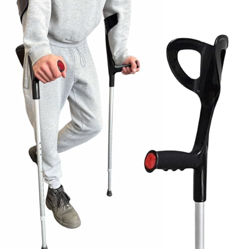 Krücken für Erwachsene, höhenverstellbar, Paar für Damen und Herren, offene Manschette, bequemer Gummigriff, ideale Mobilitätshilfe für Genesung und Unterstützung