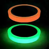 2 Rollen Fluoreszierendes Klebeband 5 m x 20 mm, Leuchtband, Markierungsband, Phosphorband, leuchtendes wasserdichtes Leuchtband, Warnband, Bühnenbedarf (Grün und Orange)