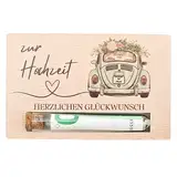 Geldgeschenk zur Hochzeit - Geschenkkarte aus Holz, Hochzeitsgeschenk Brautpaar, Geld kreativ verschenken, Eheleute, Geschenkverpackung Geld Gutschein (Hochzeitsauto)