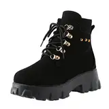 Stiefeletten Damen Mit Absatz Schnürstiefel Damen Plateau Lederstiefel Springerstiefel Reißverschluss Kampfstiefel Reitstiefel Schlupfstiefel Schnürboots Combat Boots Militärstiefel Arbeitsstiefel