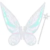 Takmor Feenflügel Erwachsene Feenflügel Kinder, Feen Flügel Damen Erwachsen Winx Club Kostüm Fairy Wings für Karneval Geburtstag Halloween Weihnachten Rollenspiele Comic Con Themed Party(Weiß)