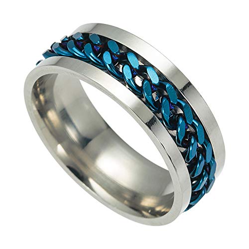 Generic Roman RomanTitan Edelstahl Kette drehbare Spinner Ring Ehering für Herren Geburtstag Engagement Väter Tag Größe 10 blau bequem und praktisch