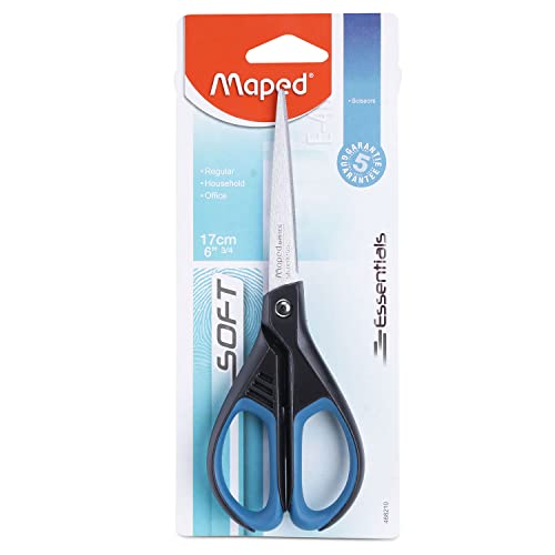 Maped M468210 - Schere Essentials Soft symmetrisch, 17 cm, schwarz/blau