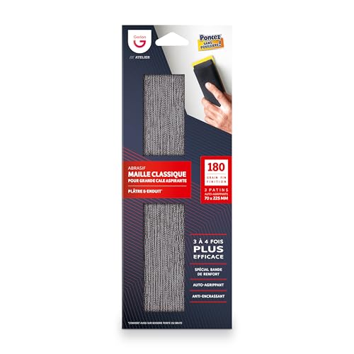Gerlon 3 Stück 70 225 mm Klett-Schleifmittel staubfreies Schleifen, Körnung 180 (fein)
