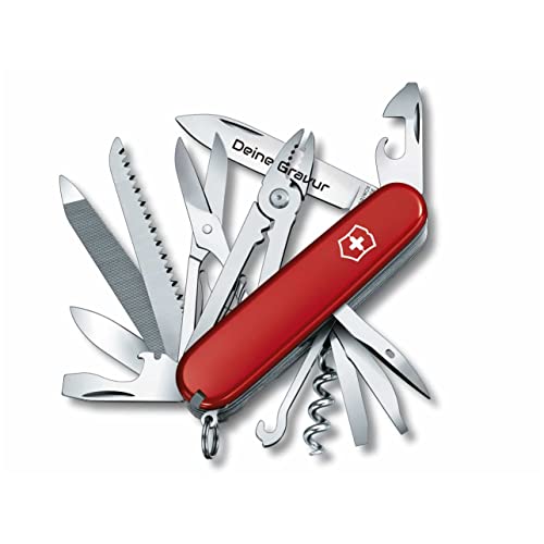 Victorinox Taschenmesser Handyman mit Wunsch Gravur auf der Klinge I Geschenk für Männer Frauen I zum Geburtstag I Schweizer Taschenmesser personalisiert mit 15 Funktionen 1.3773