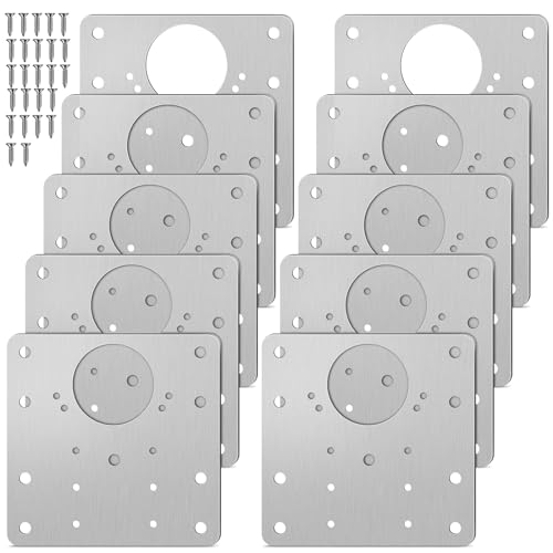 10 Stück Schrank Scharnier Reparaturplatte mit Schrauben, Küchenscharnier Reparaturplatten, Edelstahl Scharnier Reparaturplatte für die Reparatur von Tür Schrank Wohnmöbel Schublade Kisten Fenster
