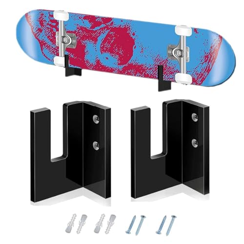 ZHYUAN 1 Set Skateboard-Aufbewahrungsregal,Skateboard wandmontiert,Skateboardständer,Wandmontierter Skateboardständer,Acryl-Skateboard-Ständer,Skateboardständer für den Heimgebrauch(Schwarz)