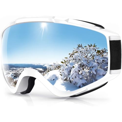 Findway Skibrille, Snowboard Brille für Brillenträger Herren Damen Erwachsene Jugendliche OTG UV-Schutz Kompatibler Helm Anti Fog Skibrillen Sphärisch Verspiegelt