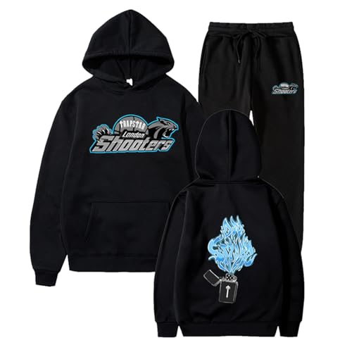 JKJFJKA Tracksuittrapstar Jogginganzug Streetwear Y2K Männer Hip Hop Hose Trainingsanzüge Pullover Lässig Oberteile Und Trapstar In 2-Teiligen Kurzes Sommer T-Shirt mit Shorts Herren Schwarz S