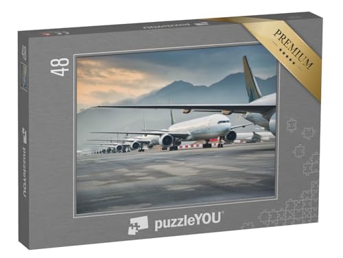 puzzleYOU: Puzzle 48 Teile „Geparkte Flugzeugflotte“ – aus der Puzzle-Kollektion Flughafen, Flugzeuge