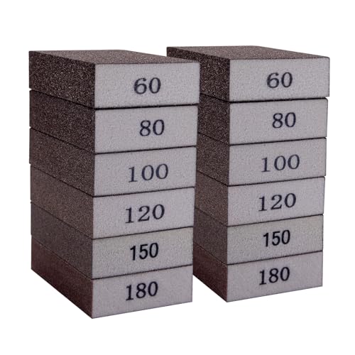 schleifschwamm holz 6 grits (60/80/100/120/150/180),schmirgelpapier holz,schmirgelpapier fein,schleifpapier wand,schleifpads für holz,schleifschwämme,schleifklotz,schmirgelpapier holz fein 12 stück
