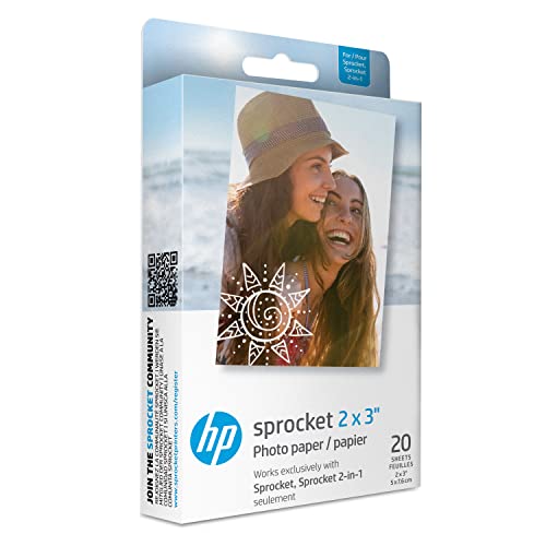 HP ZINK Fotopapier (20 Blatt, 5 x 7.6 cm, selbstklebende Rückseite)