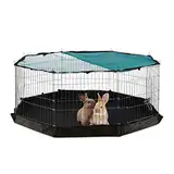 Relaxdays Freilaufgehege, Boden, Netzabdeckung, 8 Gitter, Kaninchen, Meerschweinchen, Gehege HBT 60x150x150 cm, silber