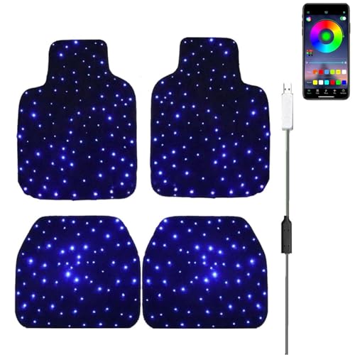 Starlight Automatten, LED-Glasfaser-Automatten mit App-Steuerung, 7 Farben wasserdichte Automatten, Rutschfester Starlight-Teppich, universelle waschbare Automatten (CD-Kabel)