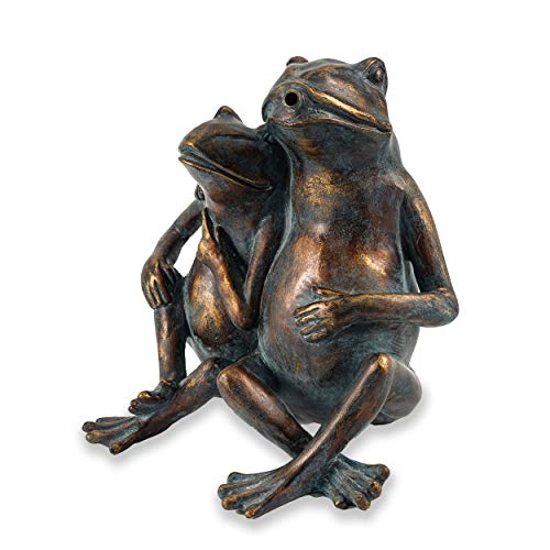 esotec Wasserspeier-Figuren Frosch-Paar | Einzelfigur Teichfigur Gartenstatue Brunnenfigur für Garten-Teich für Mini-Teich Wasserspiel für Terrasse Balkon-Brunnen Quellstein Kunststein 100737