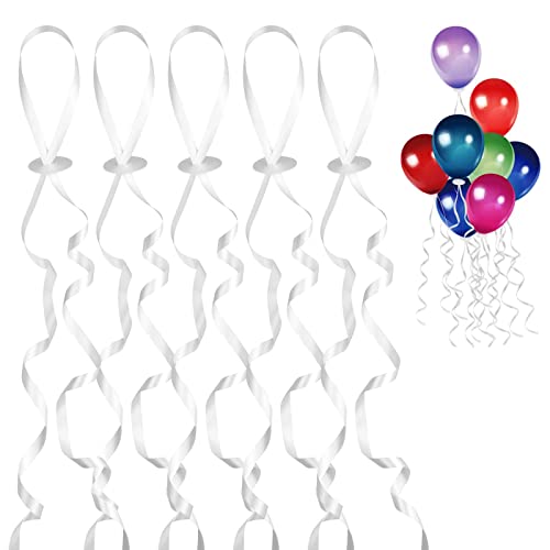 100 Stück Ballonverschlüss mit Schnur, Luftballon Verschluss Premium Ballonverschlüsse mit Schnellverschluss für DIY Weihnachten Geburtstag Hochzeit Party Dekoration Normale Ballons Heliumballons Weiß