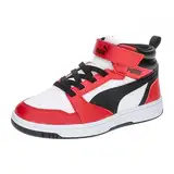 PUMA Rebound V6 MID AC+ PS Sneaker, White Black-for All TIME RED, 34 EU