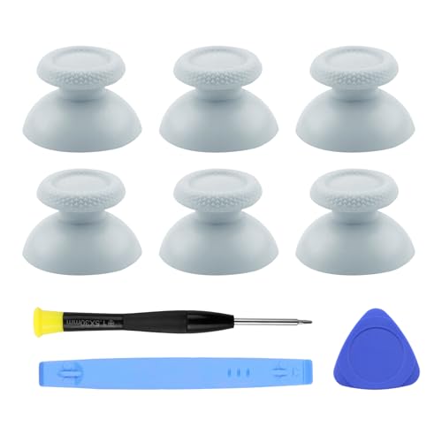SRLWMYI 3 Paar Thumbsticks Joysticks Analogsticks und Reparatur Werkzeuge Kit für PS5, Analoge Joystick Weiß Kappen Ersatzteile für PS5 Controller, Texturiert Analogsticks Aufsätze für PS5