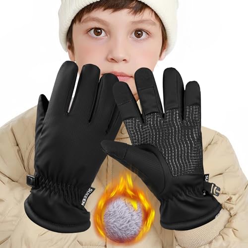 Handschuhe Kinder Winter -20℃, Kinderhandschuhe Winddichte, Warme Winterhandschuhe Touchscreen, Outdoor Sport Fahrradhandschuhe Für Jungen Mädchen, Kids Anti-Rutsch Winddicht Laufhandschuhe