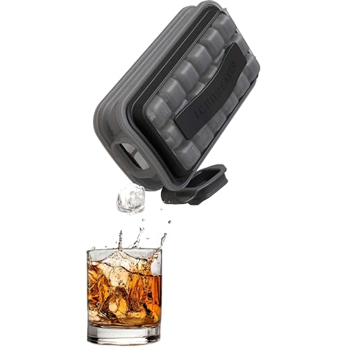 ICEBREAKER Black Pop – Die clevere luxuriöse Sanitär-Eisform für Whiskey und Cocktails – Silikon-Eiswürfelform mit Deckel für einfache Eisherstellung und Servieren –