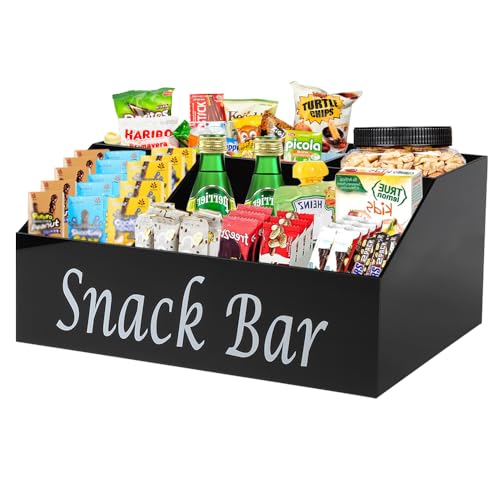 ZoeQide Snack Aufbewahrungsbox für die ArbeitsplatteSnack Kaffee Aufbewahrungsbox - Gewürz- & Snack Bar Organizer mit 4 Fächern für Büro - Schwarz Acryl Organizer - Coffee Station & Bar Zubehör