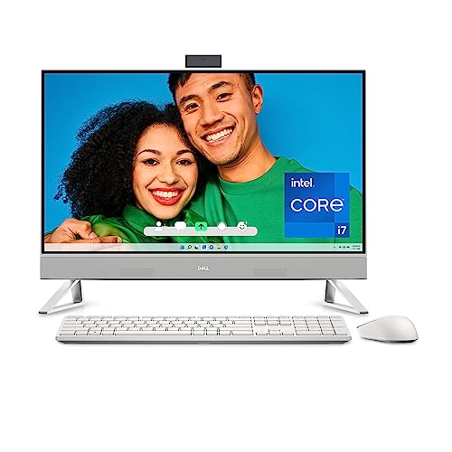 Dell Inspiron 27 7720 All-in-One Desktop | 27 Zoll FHD Display | Intel Core i7 der 13. Generation | Intel Iris Xe-Grafik | 512-GB-SSD + 1-TB-Festplatte | 16 GB DDR4 | Farbe Pearl White