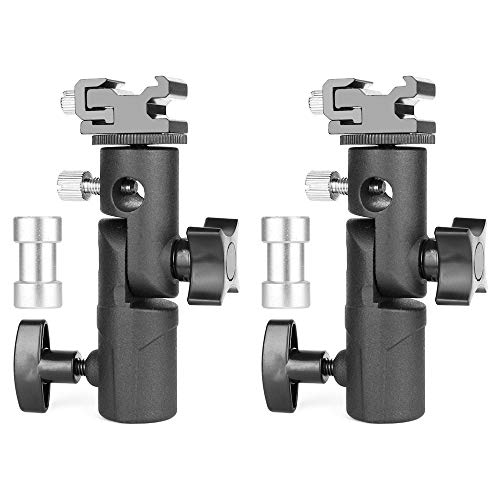 Blitzschienen, Blitzneiger 3-teilig Schirm-Halter mit Blitzschuhe und 1/4" & 3/8" Spigot für Lampenstativ, Blitzgeräte und Reflexschirme/Durchlichtschirme Fotostudio -2 Pack