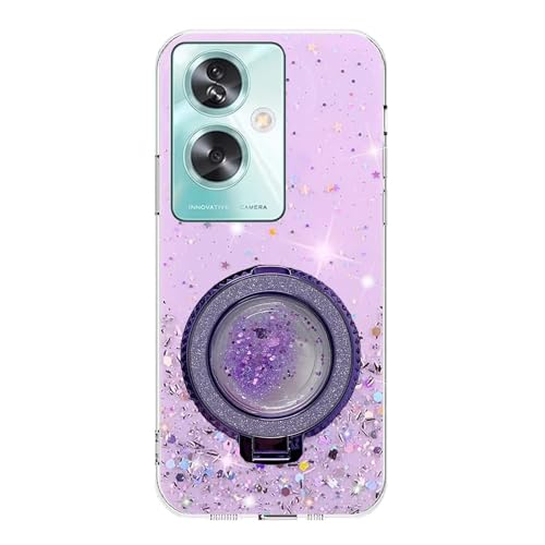 Rnrieyta Miagon Treibsand Ständer Hülle Glitzer für Oppo A79 5G,Cute Dünn Crystal Schutzhülle Weiches Bling Transparent Case Bumper mit Flüssig Halter Kickständer