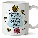 Mugffins Tassen/Becher mit Spruch für ENGLISCHLEHRERIN - Auf Englisch - Thanks For Beeing Amazing - 11 oz / 330 ml - originelles und lustiges Geschenk Mitarbeiter