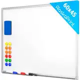 Alaskaprint Whiteboard magnetisch Magnettafel Magnetwand beschreibbar Pinnwand Tafel mit Alurahmen inklusive 3 Stifte, 12 Magnete und Schwamm 60 cm x 45 cm (B x H)