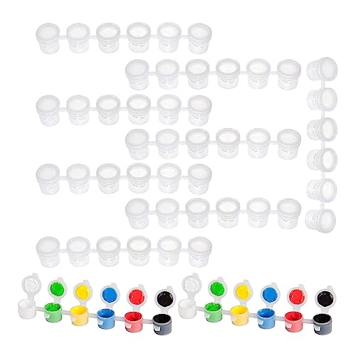 10 Streifen 60 Töpfe Leere Farbstreifen 5ML Mini Farbtopf Pod Leere Farbbecher mit Deckel für Klassenzimmer, Schulen, Malerei, Kunst, Festivals