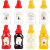 LOBVABA 8 Stück Squeeze Flaschen,23ml Mini Saucenflasche,Mini Quetschflasche Squeeze Flasche,Tragbarer Quetschflasche mit Kappen,Saucenflasche Klein,Tomaten Ketchup Flasche Für Honig-Salatsenf