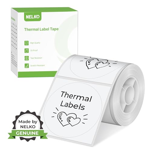 NELKO PM220 Etikettenhersteller-Band, angepasstes Etikettendruckpapier, 50x50 mm, Standard-laminiertes Büro-Etikettierband-Ersatz, Thermo-Etikettenband für Zuhause, Büro, 150 Etiketten/Rolle(weiß)