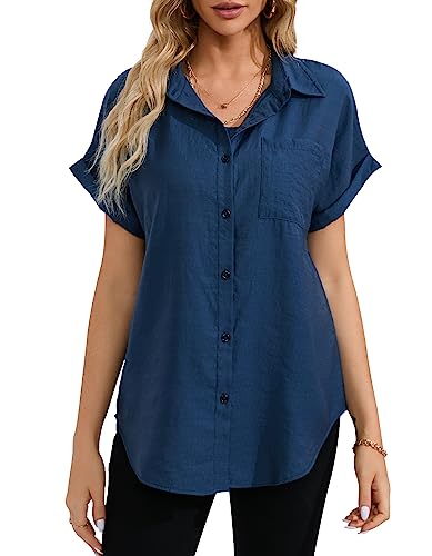 Cyer Vitz Business Damen Stillshirt Baumwolle-Stillbluse Kurzarm Stilltop Business-Stillkleidung für Mütter Stillzeit