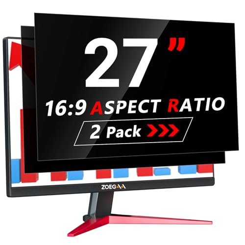 ZOEGAA 2 Stück Blickschutzfilter 27 Zoll Monitor 16:9 Entwickelt und Produziert Fabrik,Abnehmbar und Anti-Blaulicht Sichtschutzfolie 27 Zoll Monitor für 27" HP Dell Acer Asus Samsung Lenovo