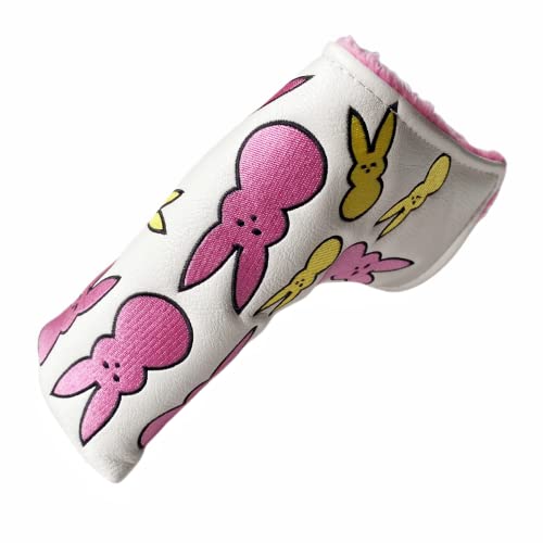 Putter-Abdeckung, magnetisch, Bunny Year Bunny Putter, Schlägerhaube, Golf-Putter-Kopfbedeckung, Schlägerhaube, magnetische Golfklingen-Putterabdeckung (rosa für Mädchen, Blau für Jungen) (rosa Hase)