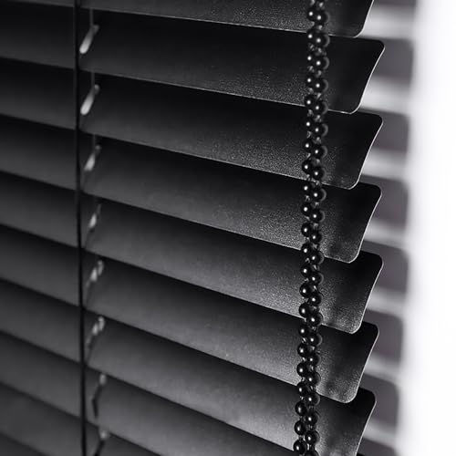 Aluminium-Jalousien für Fenster und Türen, schwarze lichtblockierende Lamellen, perfekt für Zuhause und Büro, 70 x 150 cm, stilvolle Sichtschutz- und Sonnenschutzlösungen
