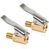 Yeepeo 2 Stück 8mm Autoventil Hebelstecker Air Chuck, Messing Autoventil Adapter Druckluft Reifenfüllnippe Momentstecker Reifenfüllnippel, Auto Ventilstecker für Reifenventile mit Ventilgewinde