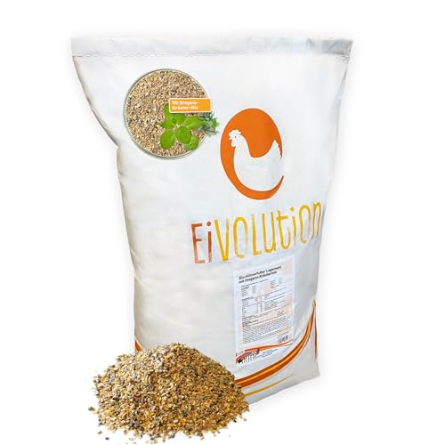 Eivolution Bio-Hühnerfutter Legemehl mit Oregano-Kräutermix 14 kg – Vollwertiges Alleinfutter für Legehennen, Wachteln und Geflügel – Natürlich, Gesund & Lecker