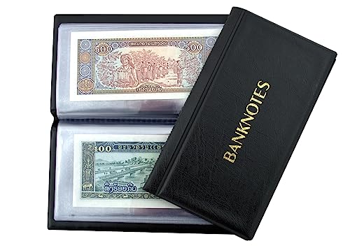 Collector SAMMLERALBUM FÜR BANKNOTEN Notizen Banknotenalbum mit 20 Seiten 11x19cm (Schwarz)