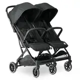 Deryan Rolo X2 Kinderwagen Buggy 2 in 1 - Buggy klein zusammenklappbar - Geburt bis 4 Jahre - Baby Wagen pro Sitz belastbar bis 44kg - Kinderbuggy klappbar - KOMPAKT & FALTBAR - Schwarz