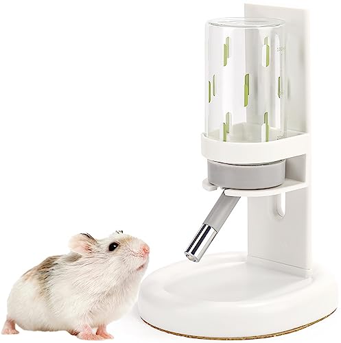 Marchul Hamster Wasserflasche mit Ständer, Hamster Trinkflasche für Glastank, Meerschweinchen Wasserflasche für Halter Verstellbare, Auslaufsichere Kleintier Wasserflaschen für Hamster(120ml,Weiß)