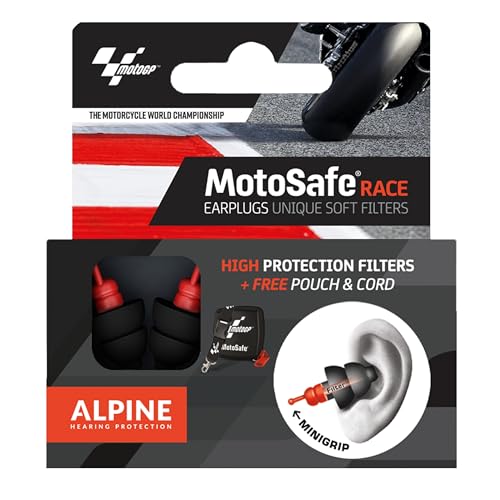 Alpine MotoSafe Race MotoGP™ - Verhindern Gehörschäden vom Motorradfahren - Verkehr noch hörbar - Bequemes hypoallergenes Material