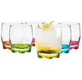 Glasmark KROSNO, 250ml, Set von 6, Trinkgläser mit farbigem Boden, Longdrinkgläser, Wassergläser, Saftgläse, Perfekt für Zuhause, Restaurants und Partys