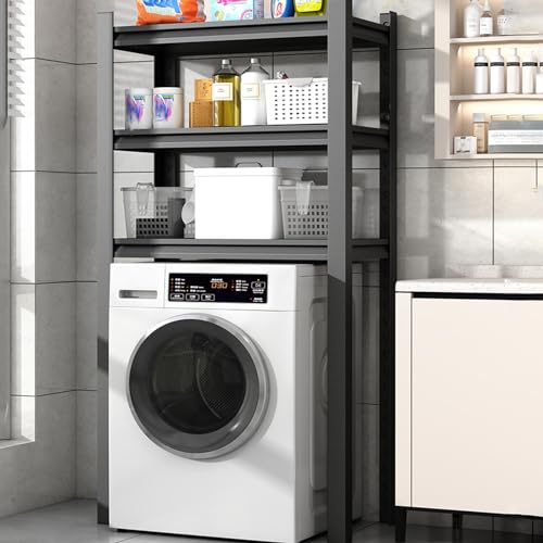 3-stöckiges Waschraumregal über Waschmaschine und WC, höhenverstellbar, mit Drahtkorb für Schlafzimmer, platzsparend