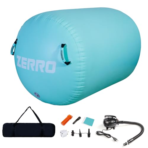 CCLIFE Air Roll 100cm Aufblasbare Gymnastik Tumbling Track Luftpumpe Yoga Gymnastik Rolle Gymnastikmatte Fitnessrolle Φ60 Blaugrün