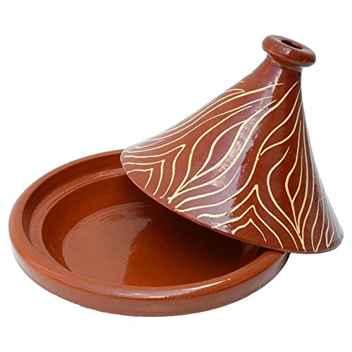Marokkanische Tajine, Rund, Ø 30 cm, glasiert zum Kochen für 4-5 Personen, Tontopf, Gartopf, Schmortopf, Handmade Marrakesch, Orientalisch, Arabisch, schadstofffreie Lehmerde, tajine Topf aus Marokko